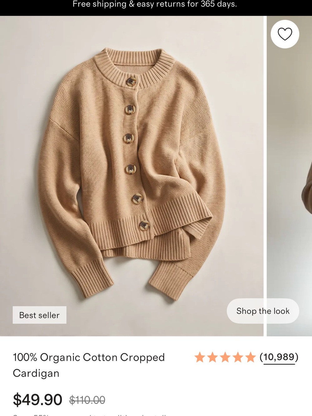 Quince Women’s Cropped Organic 100% Cotton Cardigan — Camel